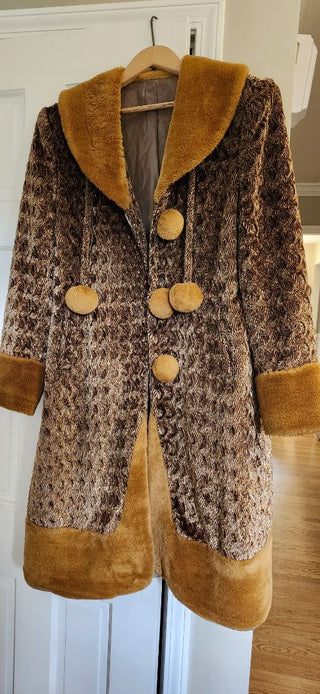 Bespoke Velvet and Faux Fur Coat w/Silk Lining