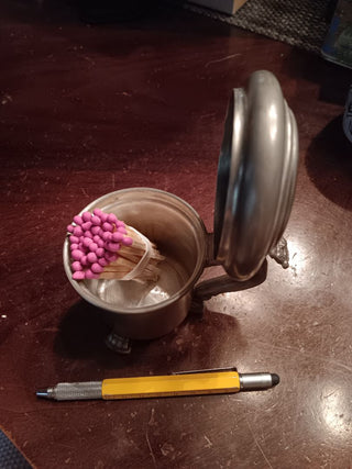 Ant. Pewter MUG W 40 Matches