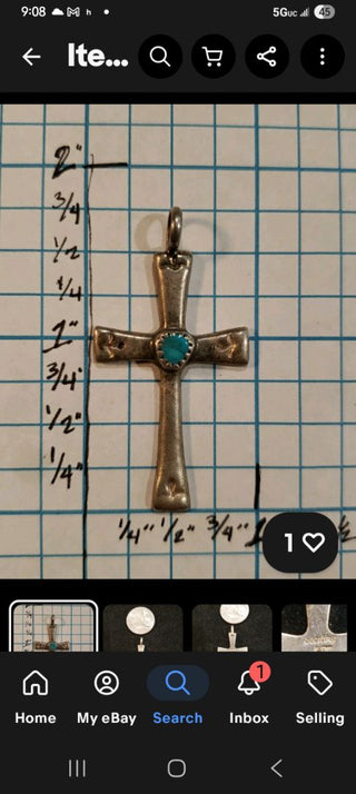 S.S./ Turquois  Cross w 18" Chain