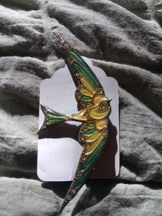 French Enamel Swallow Pin
