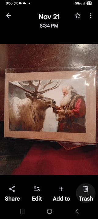 Santa w Reindeer Card