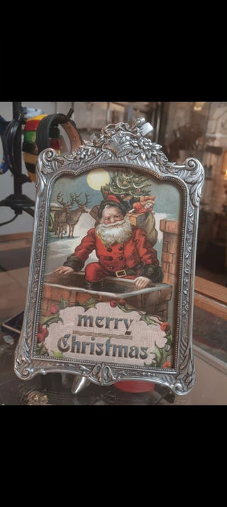 Santa in Pewter Frame