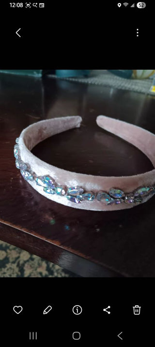 Pink Velvet/ Rhine  Headband