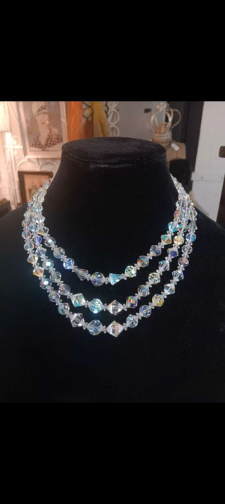 Vintage  3 strand Crystal Necklace