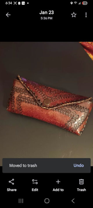 Tooled Leather Eyeglass Case