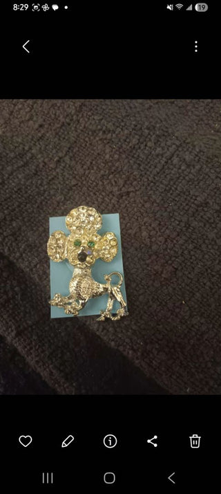 60s Poodle Pin Rhinestone