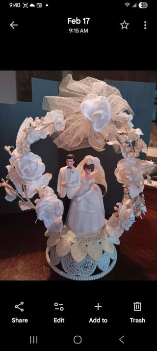 Vint. Wedding Cake Topper