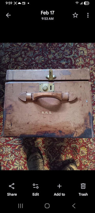 Antique  Leather Trunk   as is