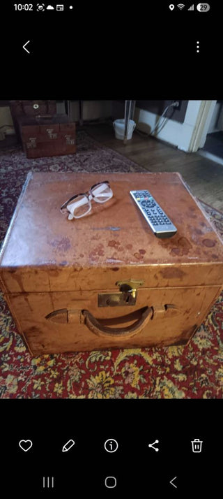 Antique  Leather Trunk   as is
