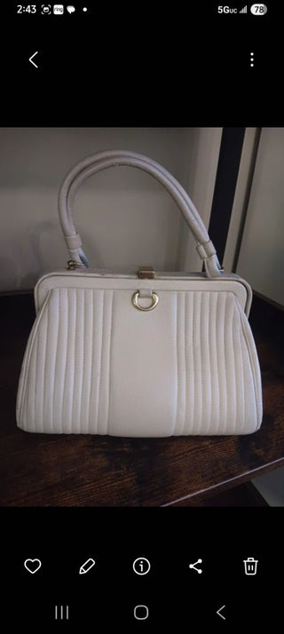 1960s Cream Leather Handbag
