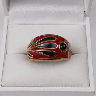 Signed 925 Italy Enamel Ring Onyx