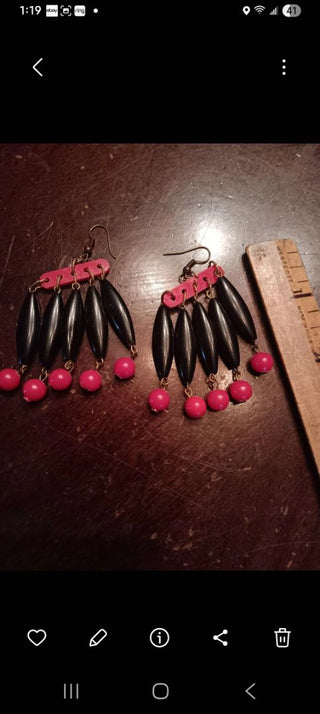 50s Red/Blk Dangle Earrings