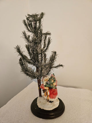 Snow Covered Tree and Santa