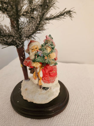 Snow Covered Tree and Santa