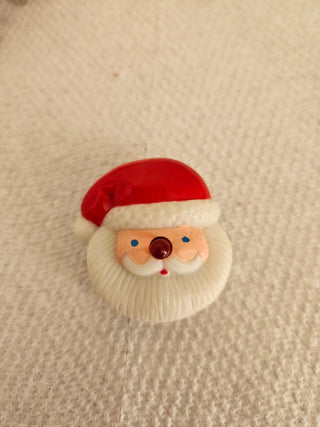 Round Light Up Nose Santa Pin