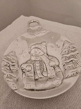 Holland Boone Polished Pewter Snowman Dish
