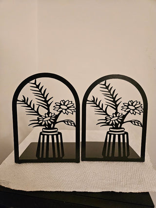 Metal Bookends with Flowers SET OF 2
