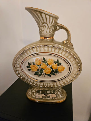 Vintage Jim Beam "Yellow Roses" Ceramic Whiskey Decanter
