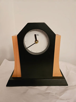 Wooden Black and Tan Mantel Clock