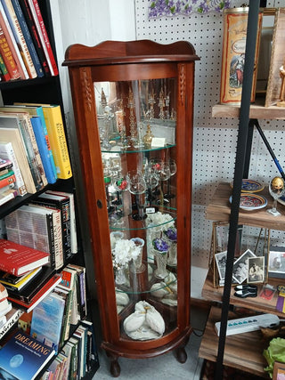 Queen Anne Style Corner Curio Cabinet