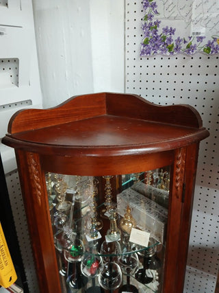 Queen Anne Style Corner Curio Cabinet