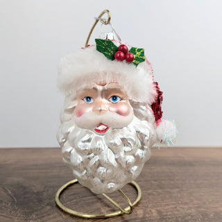 5.25" Glass Santa Head Ornament