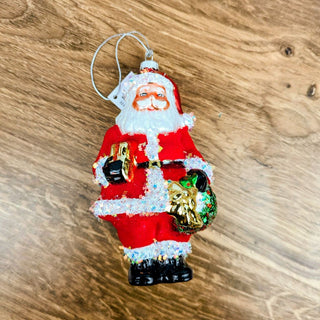 5.5" Glass Santa Ornament