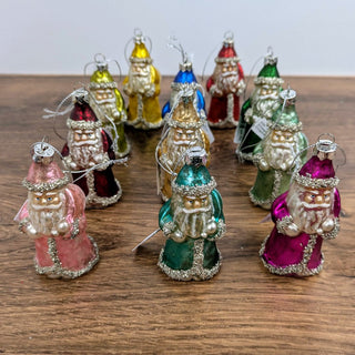 Vintage themed Glass Santa Ornament 4"