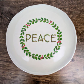 Peace Whimsical Botanical Appetizer Plate, Melamine 7"