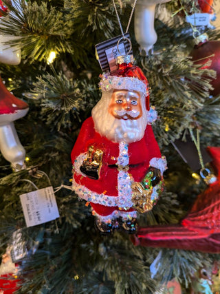 5.5" Glass Santa Ornament