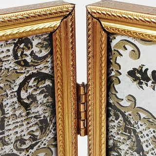 Dual 5x7 Gold Metal Picture Frame Portrait Standing Tabletop