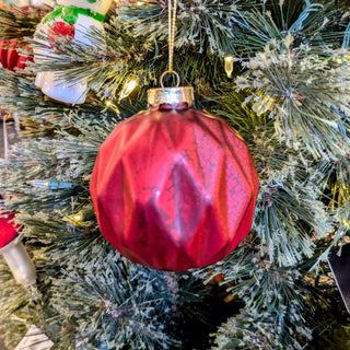 Round Marble Textured Red Ornament