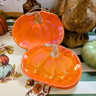 Long Lustrous Orange Pumpkin Ceramic Plate Price is Firm