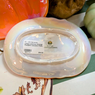 Long Lustrous Orange Pumpkin Ceramic Plate Price is Firm