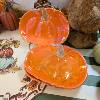 Long Lustrous Orange Pumpkin Ceramic Plate Price is Firm