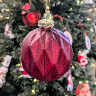 Round Marble Textured Red Ornament