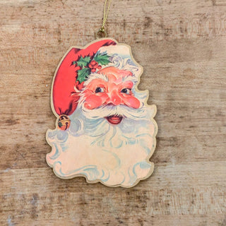 5" Vintage Themed 2-Sided Metal Santa Ornament