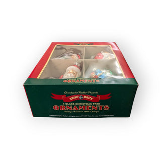 Box of 4 Count 3.25" Santa Shaped Glass Ornaments