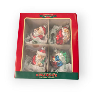 Box of 4 Count 3.25" Santa Shaped Glass Ornaments