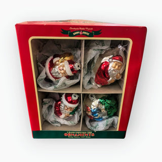 Box of 4 Count 3.25" Santa Shaped Glass Ornaments