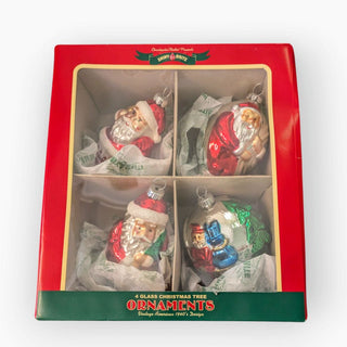 Box of 4 Count 3.25" Santa Shaped Glass Ornaments