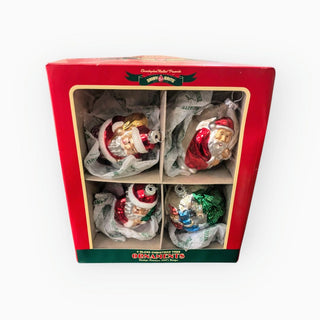 Box of 4 Count 3.25" Santa Shaped Glass Ornaments