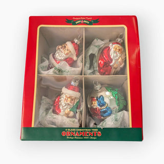 Box of 4 Count 3.25" Santa Shaped Glass Ornaments