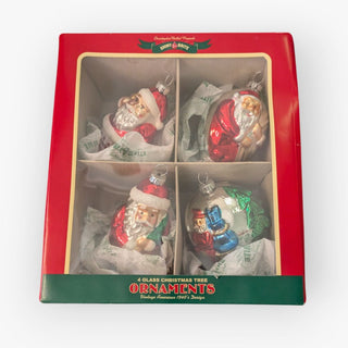 Box of 4 Count 3.25" Santa Shaped Glass Ornaments