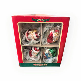 Box of 4 Count 3.25" Santa Shaped Glass Ornaments