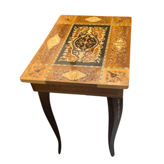 Inlaid Music Box Keepsake Table, As Is, 16.5"h x 14.5"w x 10.5"d