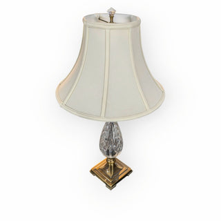 Beautiful Table Lamp with Brass and Glass Base and Ivory Shade