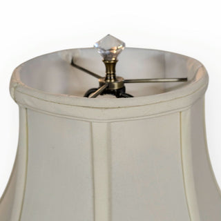 Beautiful Table Lamp with Brass and Glass Base and Ivory Shade