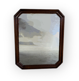 Large Wood Frame Mirror with Beveled Corners