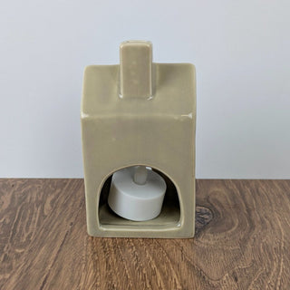 Grey House Shaped Candle Holder with Free Battery Operated Tea Light